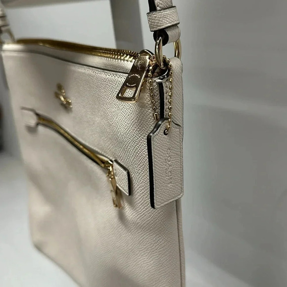 Coach Rowan File Crossbody Bag Purse In Cream Ivory Chalk Canvas Gold Hardware - Picture 3 of 14